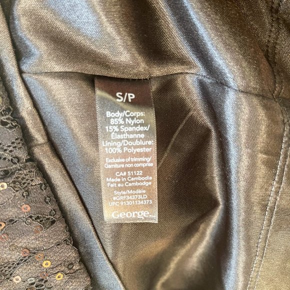 George Sequin Lace Little Black Party Dress Small - Picture 4 of 4